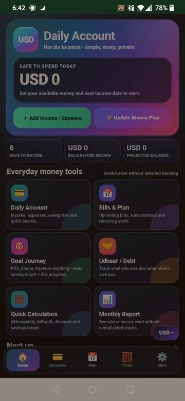 Daily Account app preview